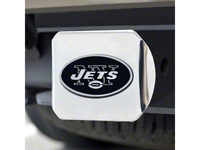 Hitch Cover with New York Jets Logo; Chrome (Universal; Some Adaptation May Be Required)