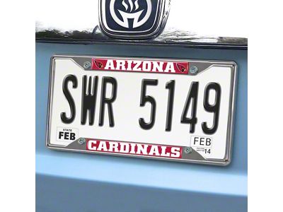License Plate Frame with Arizona Cardinals Logo; Red (Universal; Some Adaptation May Be Required)