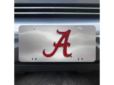 License Plate with University of Alabama Logo; Stainless Steel (Universal; Some Adaptation May Be Required)