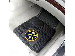 Vinyl Front Floor Mats with Denver Nuggets Logo; Black (Universal; Some Adaptation May Be Required)