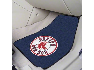 Carpet Front Floor Mats with Boston Red Sox Logo; Navy (Universal; Some Adaptation May Be Required)