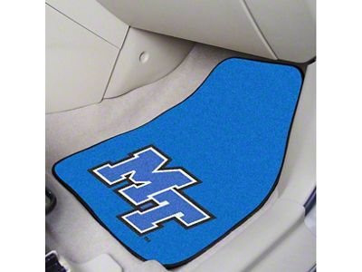 Carpet Front Floor Mats with Middle Tennessee University Logo; Blue (Universal; Some Adaptation May Be Required)