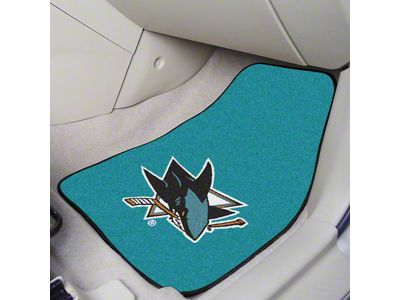Carpet Front Floor Mats with San Jose Sharks Logo; Teal (Universal; Some Adaptation May Be Required)