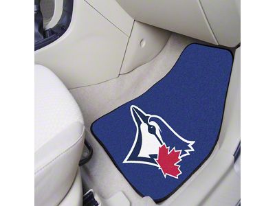 Carpet Front Floor Mats with Toronto Blue Jays Logo; Blue (Universal; Some Adaptation May Be Required)