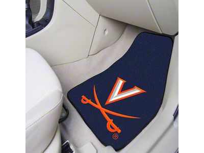 Carpet Front Floor Mats with University of Virginia Logo; Navy (Universal; Some Adaptation May Be Required)