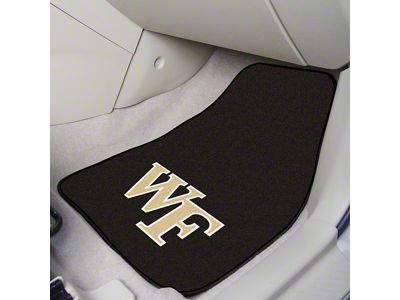 Carpet Front Floor Mats with Wake Forest University Logo; Black (Universal; Some Adaptation May Be Required)