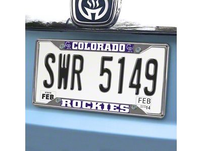 License Plate Frame with Colorado Rockies Logo; Purple (Universal; Some Adaptation May Be Required)