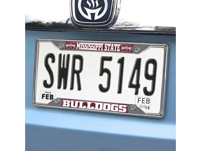 License Plate Frame with Mississippi State University Logo; Maroon (Universal; Some Adaptation May Be Required)