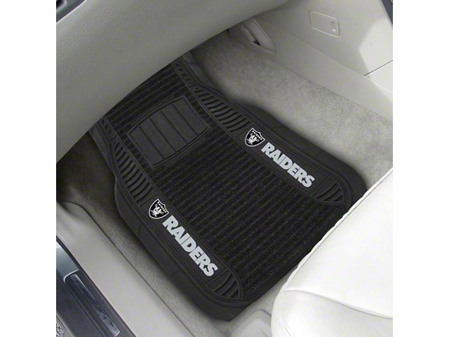 Molded Front Floor Mats with Las Vegas Raiders Logo (Universal; Some Adaptation May Be Required)