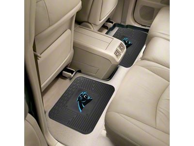 Molded Rear Floor Mats with Carolina Panthers Logo (Universal; Some Adaptation May Be Required)