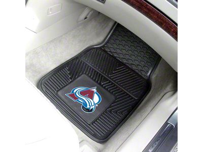 Vinyl Front Floor Mats with Colorado Avalanche Logo; Black (Universal; Some Adaptation May Be Required)