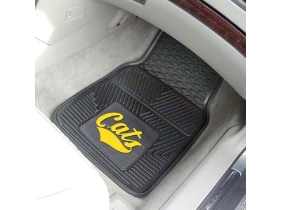 Vinyl Front Floor Mats with Montana State University Logo; Black (Universal; Some Adaptation May Be Required)