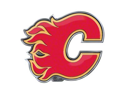 Calgary Flames Embossed Emblem; Red (Universal; Some Adaptation May Be Required)