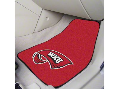 Carpet Front Floor Mats with Western Kentucky University Logo; Red (Universal; Some Adaptation May Be Required)