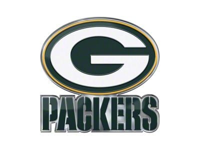 Green Bay Packers Embossed Emblem; White and Green (Universal; Some Adaptation May Be Required)