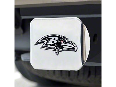 Hitch Cover with Baltimore Ravens Logo; Chrome (Universal; Some Adaptation May Be Required)