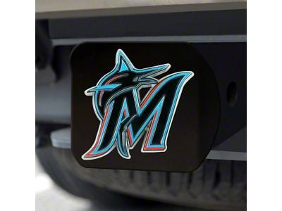Hitch Cover with Miami Marlins Logo; Black (Universal; Some Adaptation May Be Required)