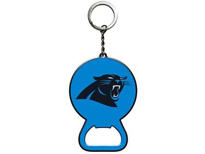 Keychain Bottle Opener with Carolina Panthers Logo; Blue and Black