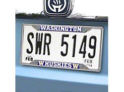 License Plate Frame with University of Washington Logo; Chrome (Universal; Some Adaptation May Be Required)