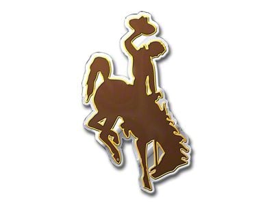University of Wyoming Embossed Emblem; Brown and Yellow (Universal; Some Adaptation May Be Required)