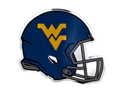 West Virginia University Embossed Helmet Emblem; Blue and Yellow (Universal; Some Adaptation May Be Required)