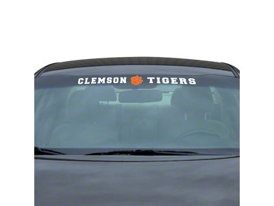 Windshield Decal with Clemson University Logo; White (Universal; Some Adaptation May Be Required)