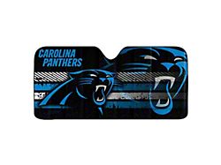 Windshield Sun Shade with Carolina Panthers Logo; Black (Universal; Some Adaptation May Be Required)