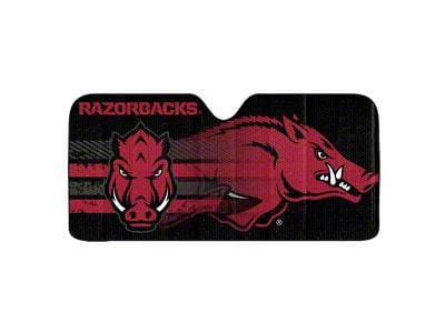 Windshield Sun Shade with University of Arkansas Logo; Black (Universal; Some Adaptation May Be Required)