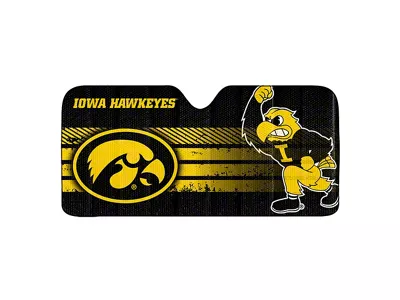 Windshield Sun Shade with University of Iowa Logo; Black (Universal; Some Adaptation May Be Required)