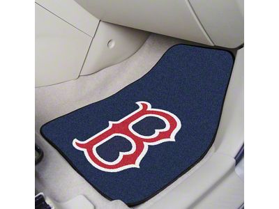 Carpet Front Floor Mats with Boston Red Sox Logo; Navy (Universal; Some Adaptation May Be Required)