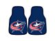 Carpet Front Floor Mats with Columbus Blue Jackets Logo; Navy (Universal; Some Adaptation May Be Required)