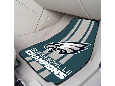 Carpet Front Floor Mats with Philadelphia Eagles Logo; Green (Universal; Some Adaptation May Be Required)