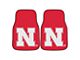 Carpet Front Floor Mats with University of Nebraska Logo; Red (Universal; Some Adaptation May Be Required)