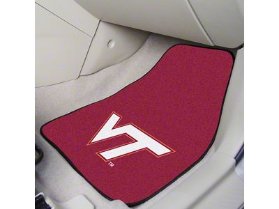 Carpet Front Floor Mats with Virginia Tech Logo; Maroon (Universal; Some Adaptation May Be Required)