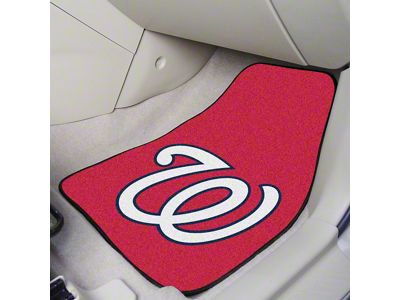 Carpet Front Floor Mats with Washington Nationals Logo; Red (Universal; Some Adaptation May Be Required)
