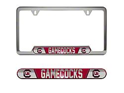Embossed License Plate Frame with University of South Carolina Logo; Red (Universal; Some Adaptation May Be Required)