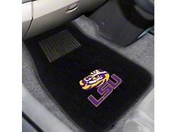 Embroidered Front Floor Mats with LSU Logo; Black (Universal; Some Adaptation May Be Required)