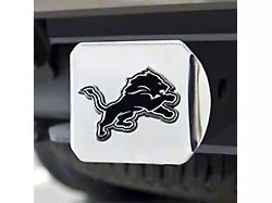 Hitch Cover with Detroit Lions Logo; Chrome (Universal; Some Adaptation May Be Required)