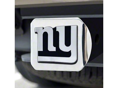 Hitch Cover with New York Giants Logo; Chrome (Universal; Some Adaptation May Be Required)