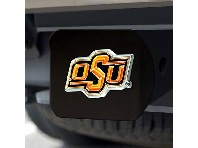 Hitch Cover with Oklahoma State University Logo; Orange (Universal; Some Adaptation May Be Required)