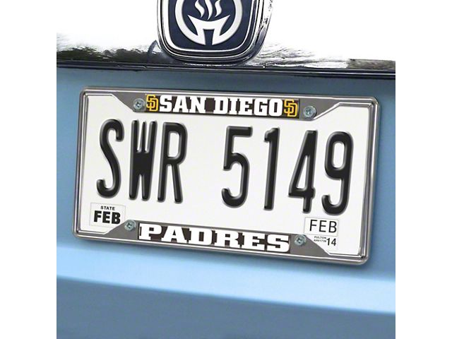 License Plate Frame with San Diego Padres Logo; Navy (Universal; Some Adaptation May Be Required)