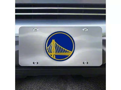 License Plate with Golden State Warriors Logo; Stainless Steel (Universal; Some Adaptation May Be Required)