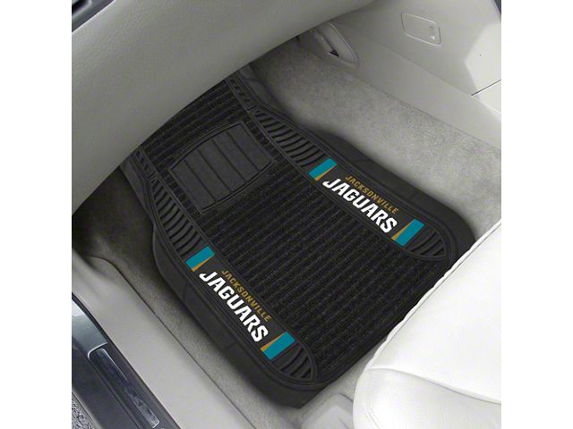 Molded Front Floor Mats with Jacksonville Jaguars Logo (Universal; Some Adaptation May Be Required)