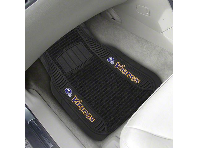 Molded Front Floor Mats with Minnesota Vikings Logo (Universal; Some Adaptation May Be Required)