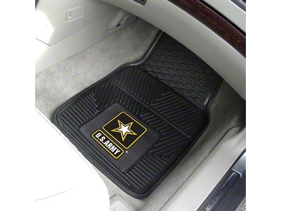Vinyl Front Floor Mats with U.S. Army Logo; Black (Universal; Some Adaptation May Be Required)