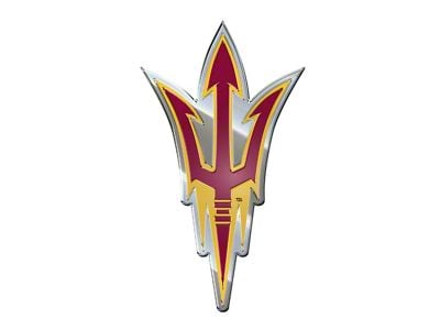 Arizona State University Embossed Emblem; Maroon and Gold (Universal; Some Adaptation May Be Required)