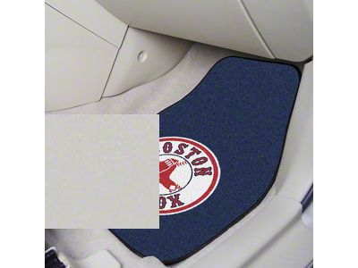 Carpet Front Floor Mats with Boston Red Sox Logo; Navy (Universal; Some Adaptation May Be Required)