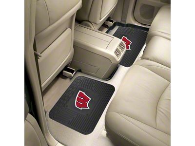 Molded Rear Floor Mats with University of Wisconsin Logo (Universal; Some Adaptation May Be Required)