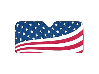 Windshield Sun Shade with United States, USA Logo; Red, White and Blue (Universal; Some Adaptation May Be Required)