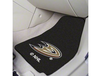 Carpet Front Floor Mats with Anaheim Ducks Logo; Black (Universal; Some Adaptation May Be Required)